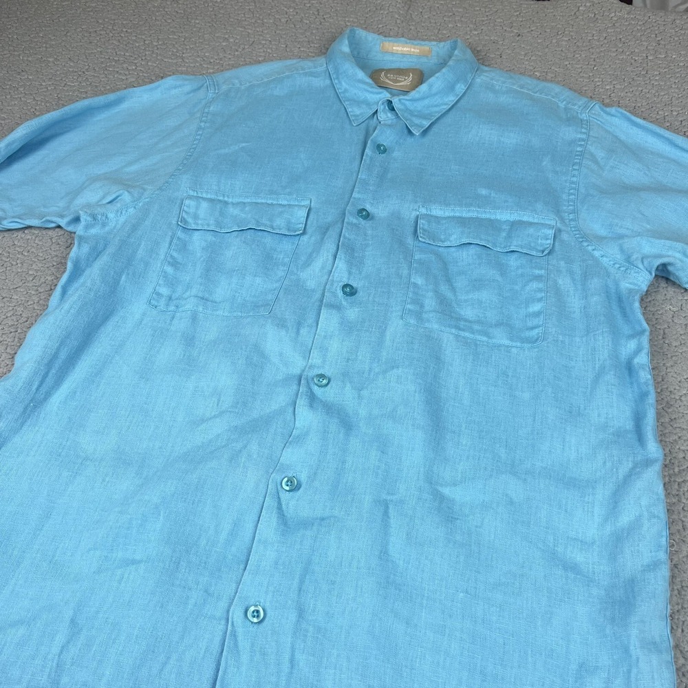Bruno New York Linen Shirt Mens Extra Large Short Sleeve Button Up Blue Casual - Picture 4 of 8